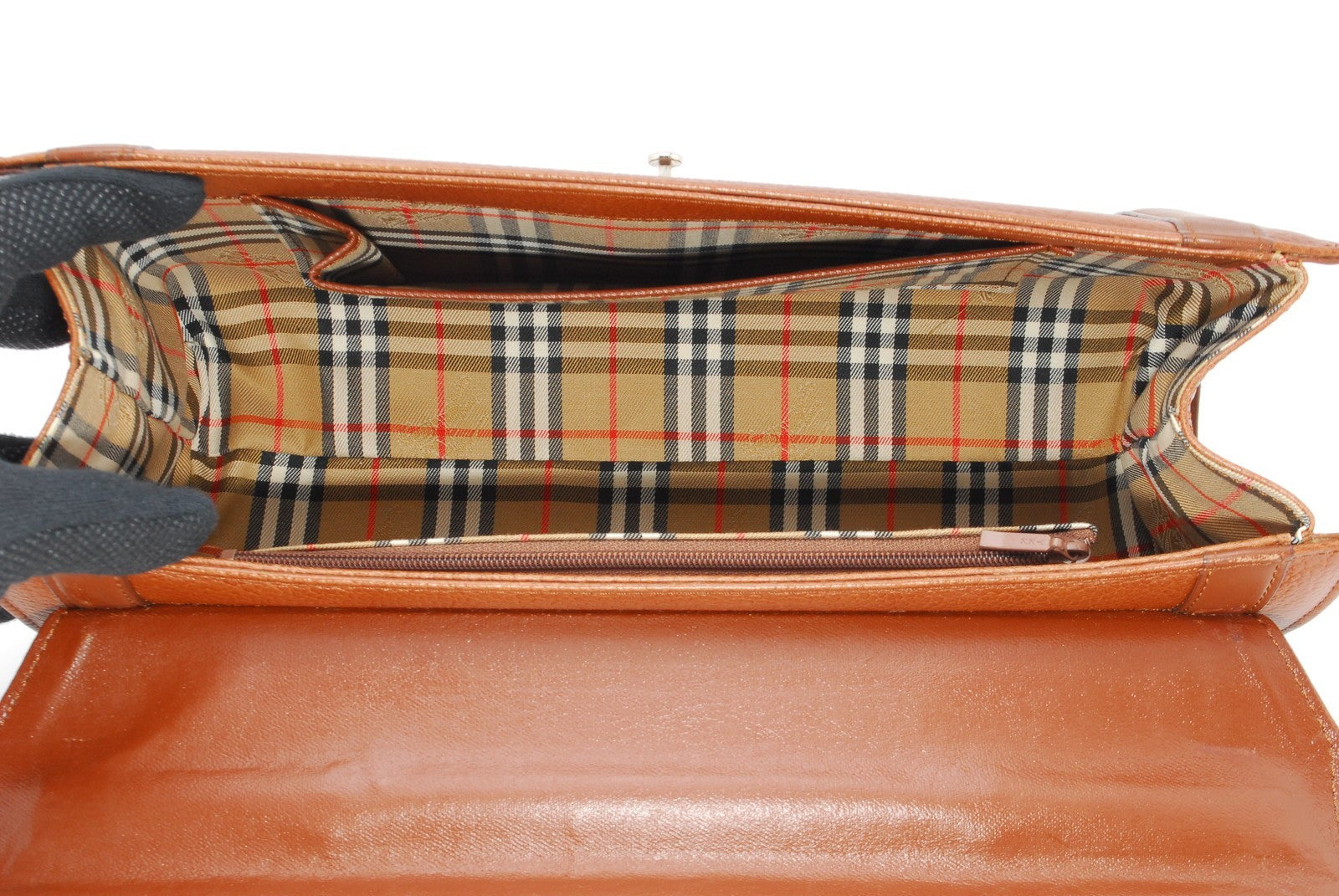 Burberry Nova Check Hand Tote Bag - Brown, Leather 