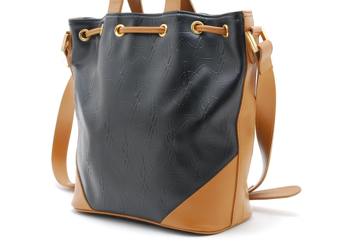 Saint Laurent YSL Monogram Shoulder Bag - Black, Leather