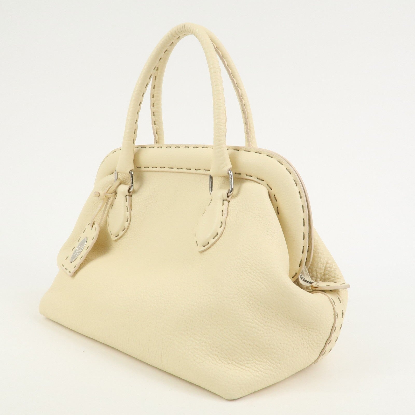 Fendi Boston Hand Bag - Cream, Leather