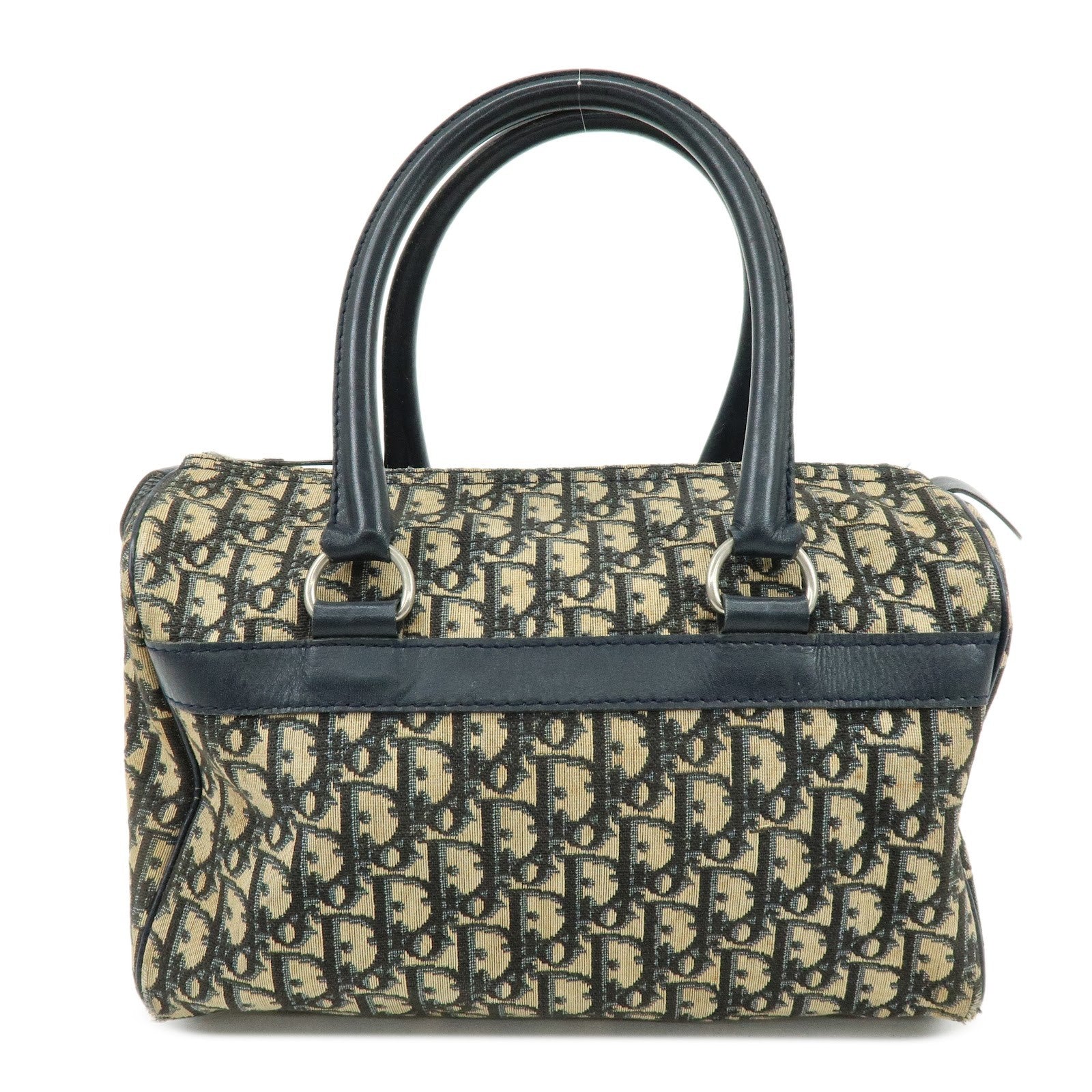 Christian Dior Trotter Boston Hand Bag - Beige Navy, Leather