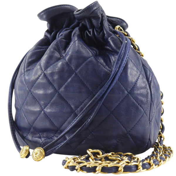 Chanel Matelasse Drawstring Shoulder Bag - Navy Blue, Lambskin