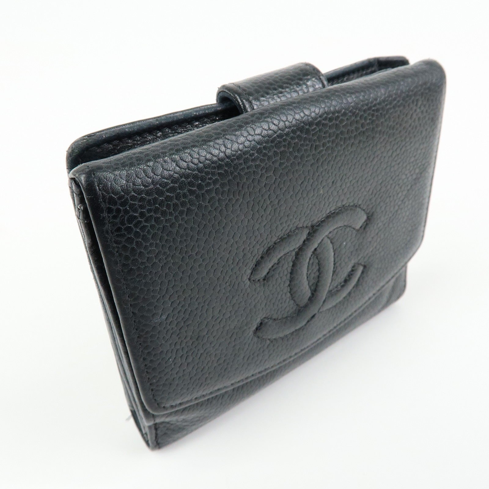 CHANEL COCO Mark Compact Wallet - Black, Caviarskin 