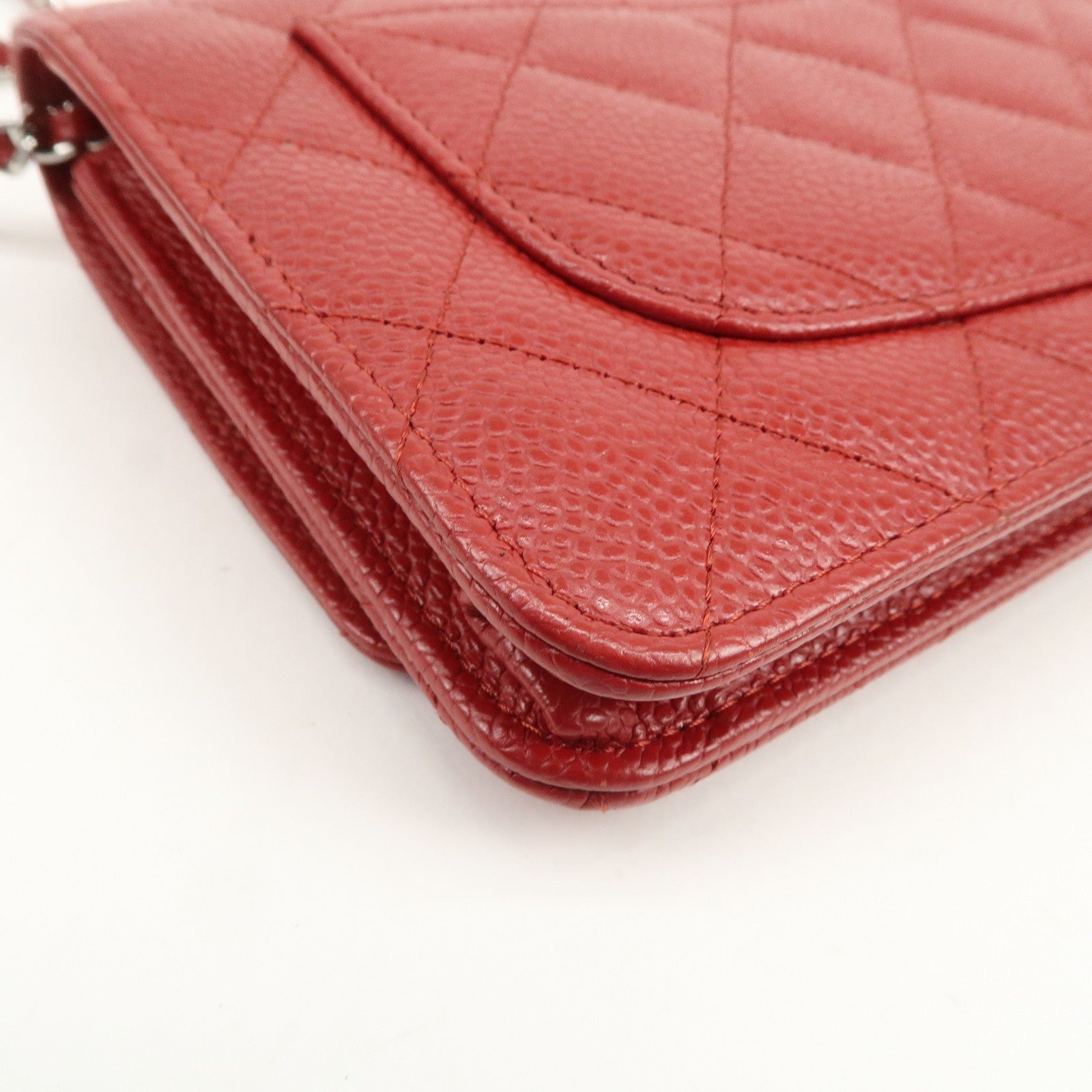 Chanel Matelasse COCO Mark Chain Wallet - Red, Caviar skin