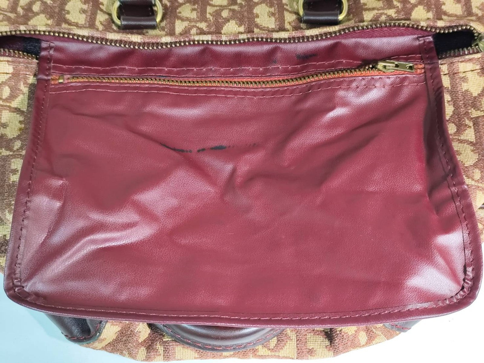 Christian Dior Trotter Boston Handbag - Red Bordeaux, Canvas