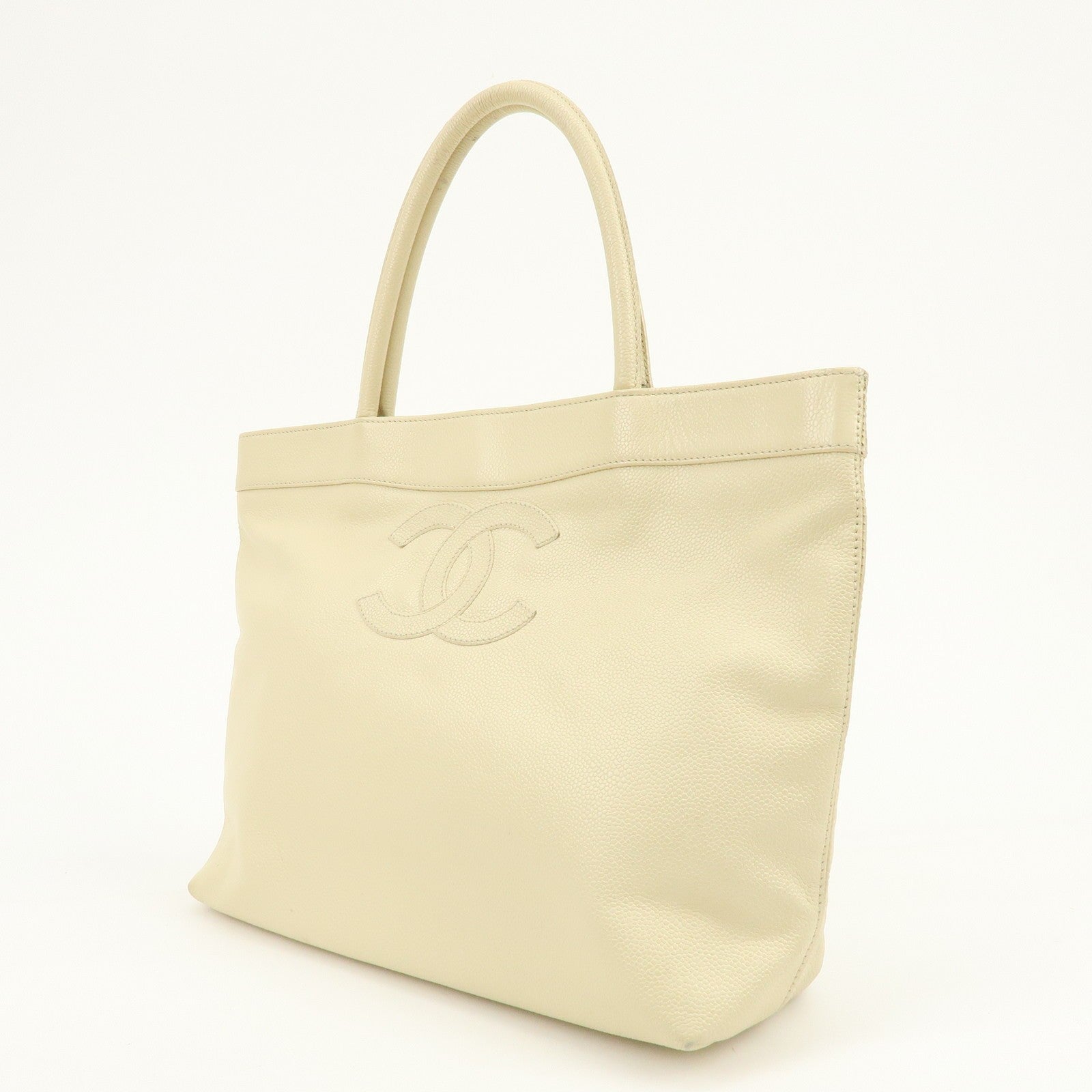 Chanel Coco Mark Caviarskin Tote Bag - Ivory, Leather