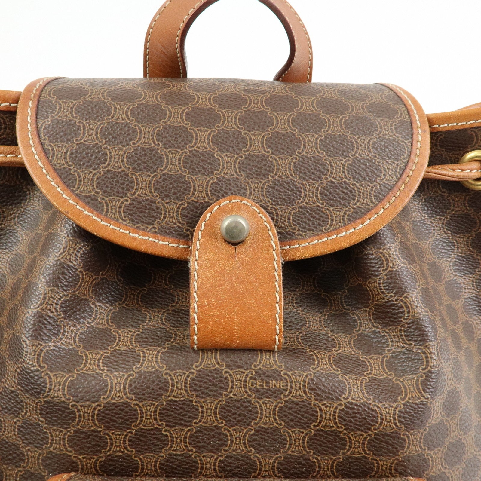Celine Macadam Backpack - Brown, PVC Coated Canvas and Leather 