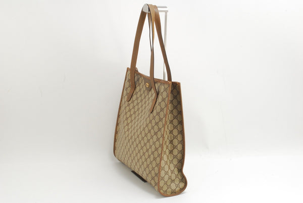 Gucci GG Supreme Tote Shoulder Bag - Brown, PVC