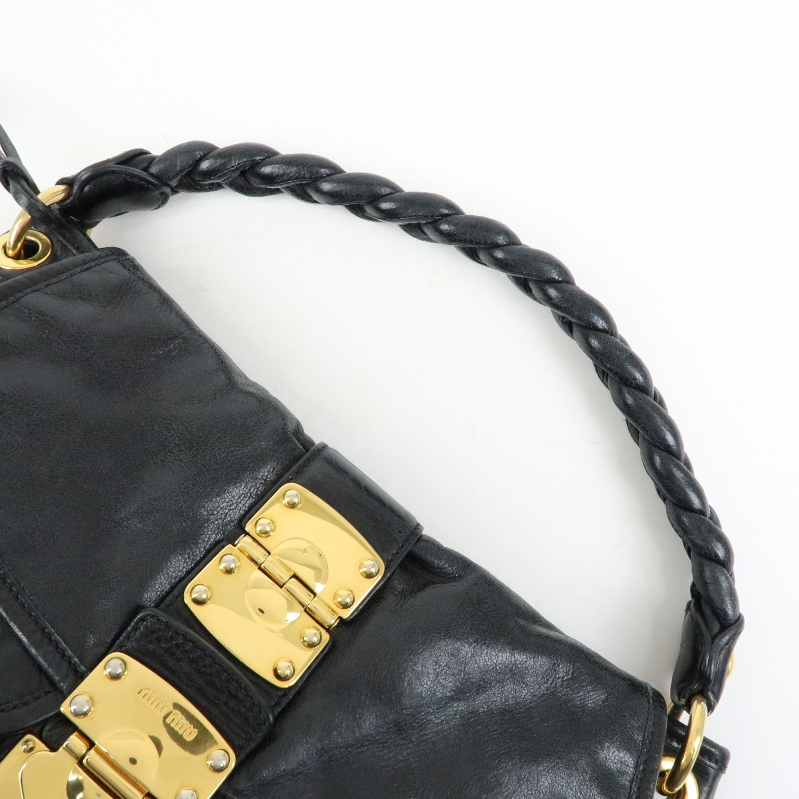 Miu Miu Matelasse Hand Bag - Black, Leather 