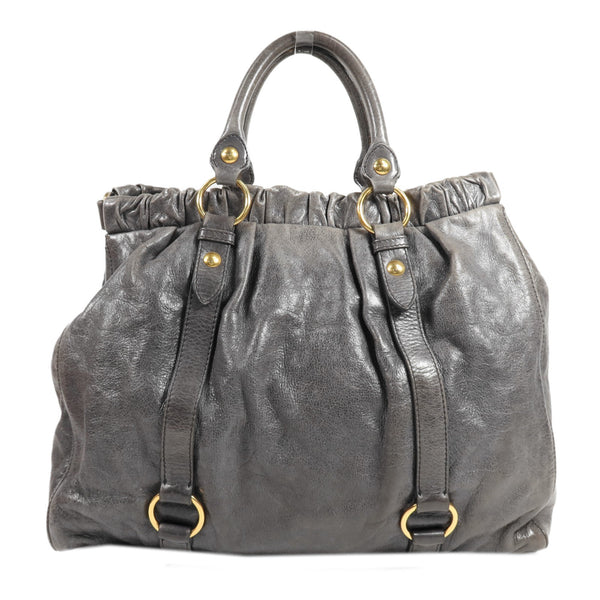 Miu Miu GHW Shoulder Bag - Grey, Calfskin Leather 