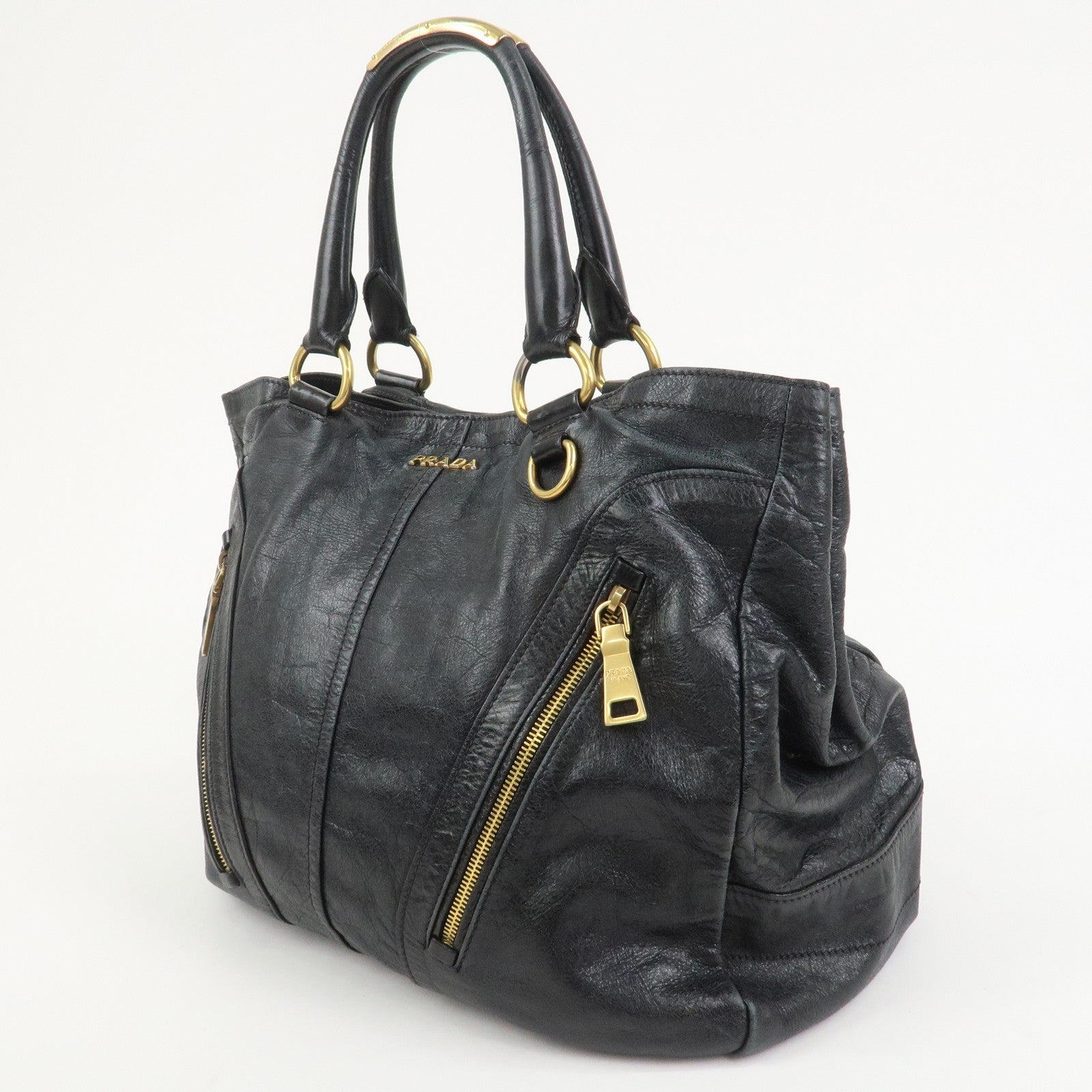 Prada Logo Tote Bag - Black, Leather
