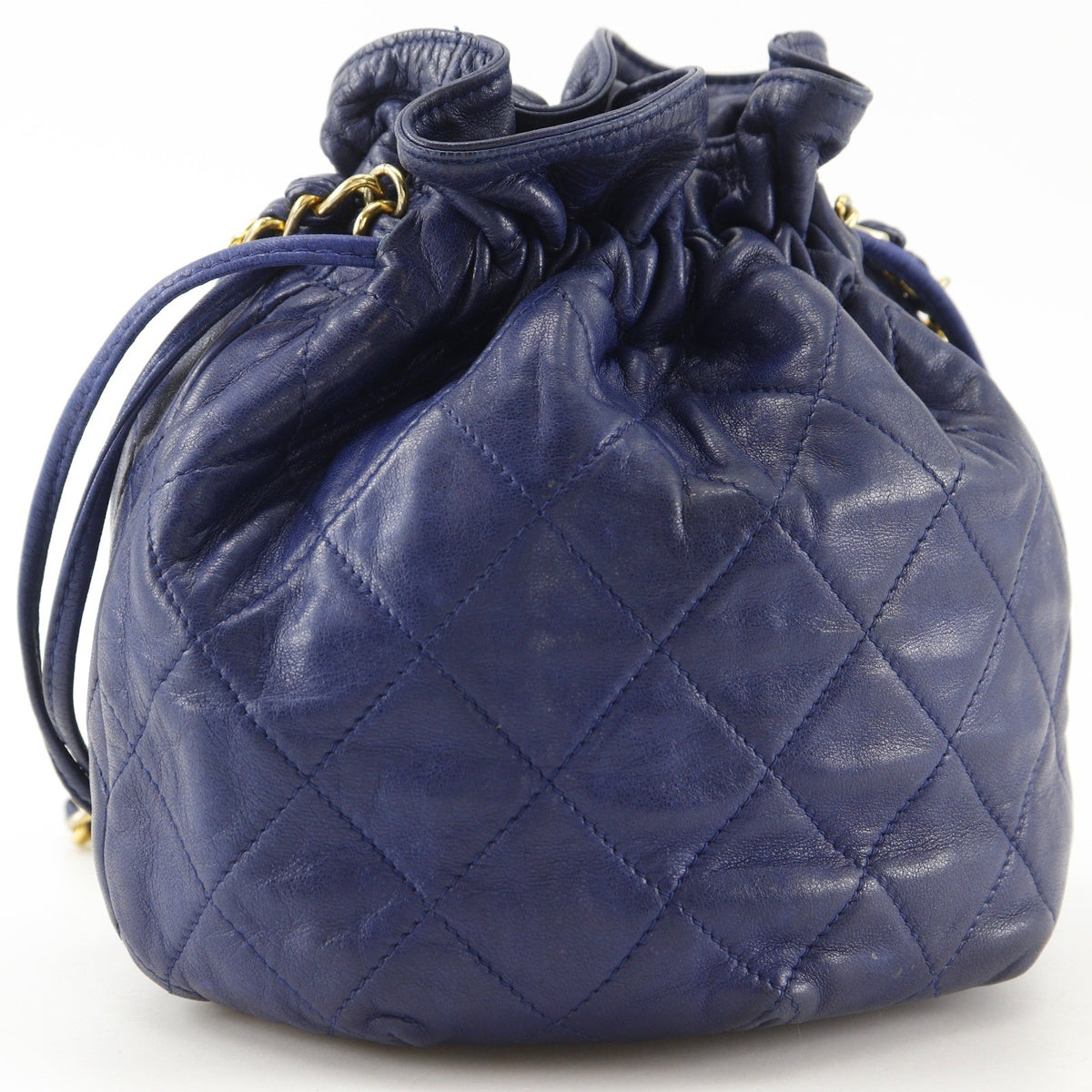 Chanel Matelasse Drawstring Shoulder Bag - Navy Blue, Lambskin