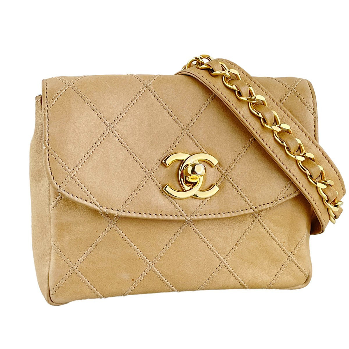 CHANEL Bicolore Waist Bag - Beige, Lambskin Leather