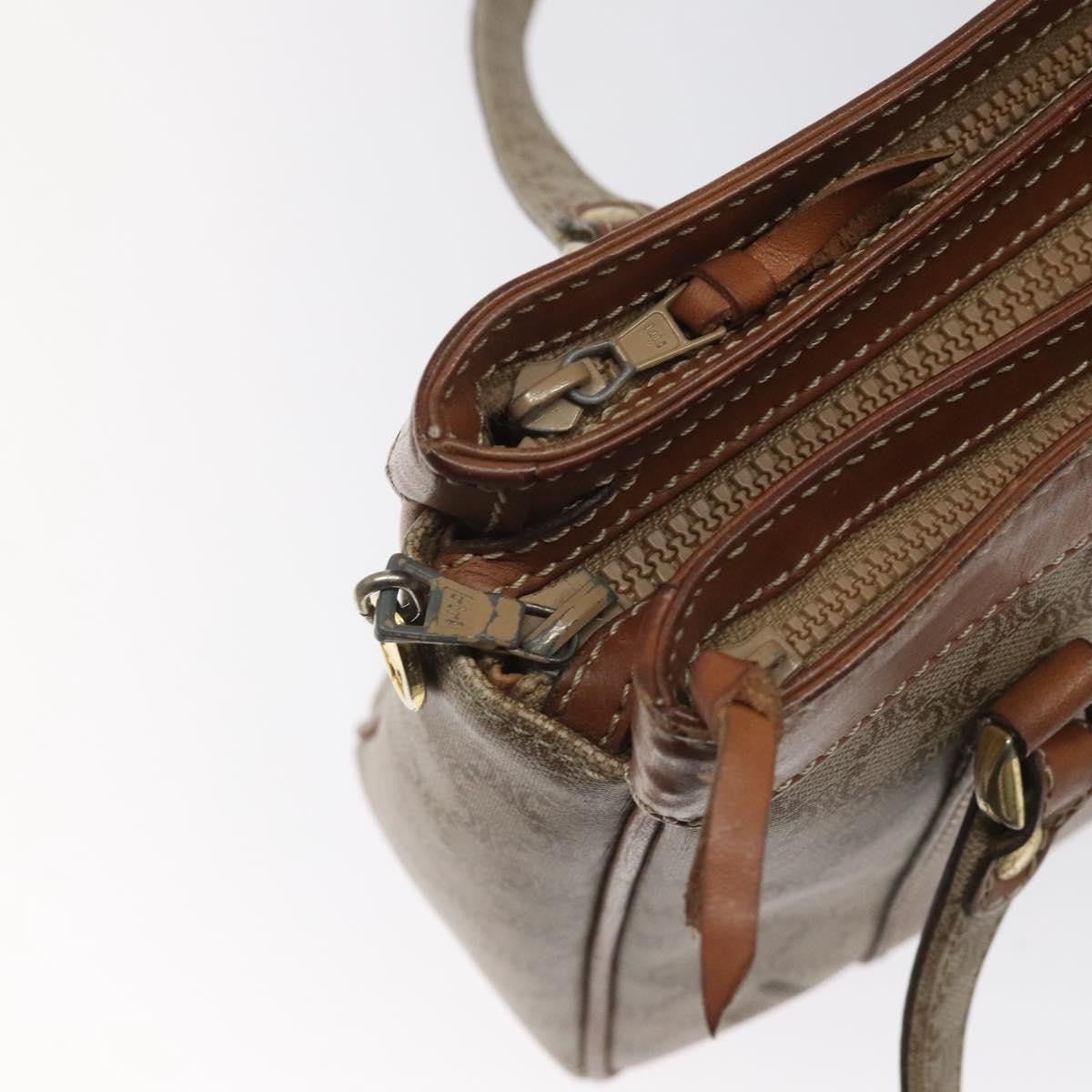 Celine Macadam Hand Bag - Beige/Gold, Canvas