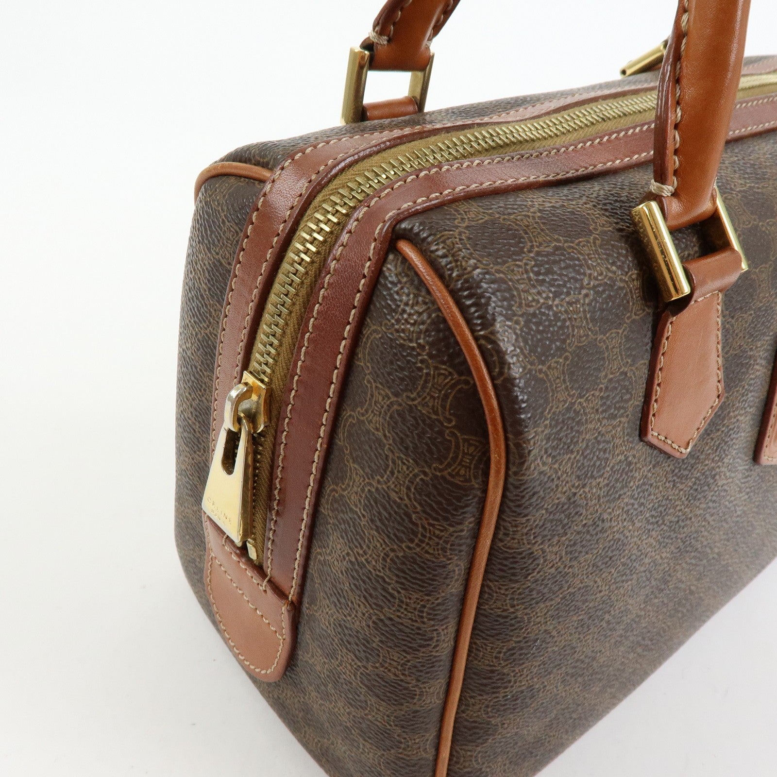 Celine Macadam Boston Hand Bag - Brown, PVC Leather 