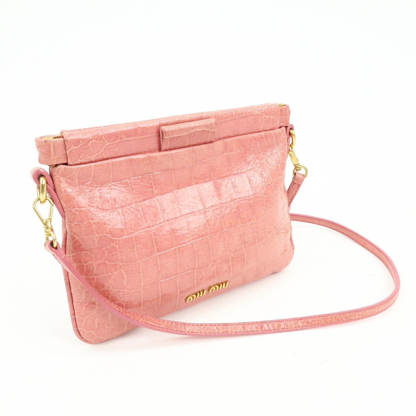 Miu Miu Embossed Leather Crossbody Bag - Pink, Leather