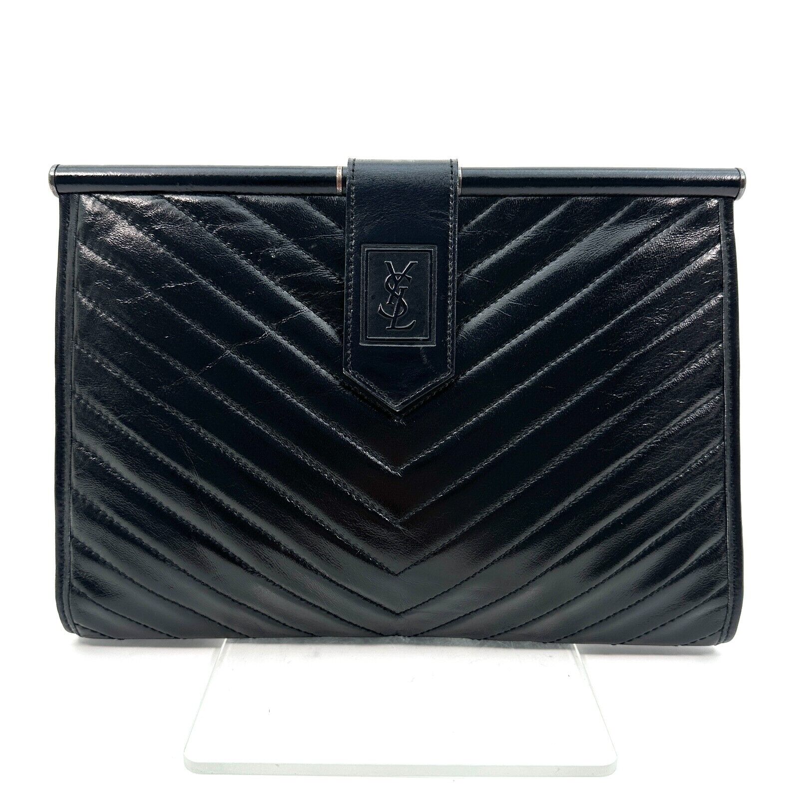 Saint Laurent YSL Clutch - Black, Leather