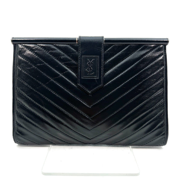 Saint Laurent YSL Clutch - Black, Leather 