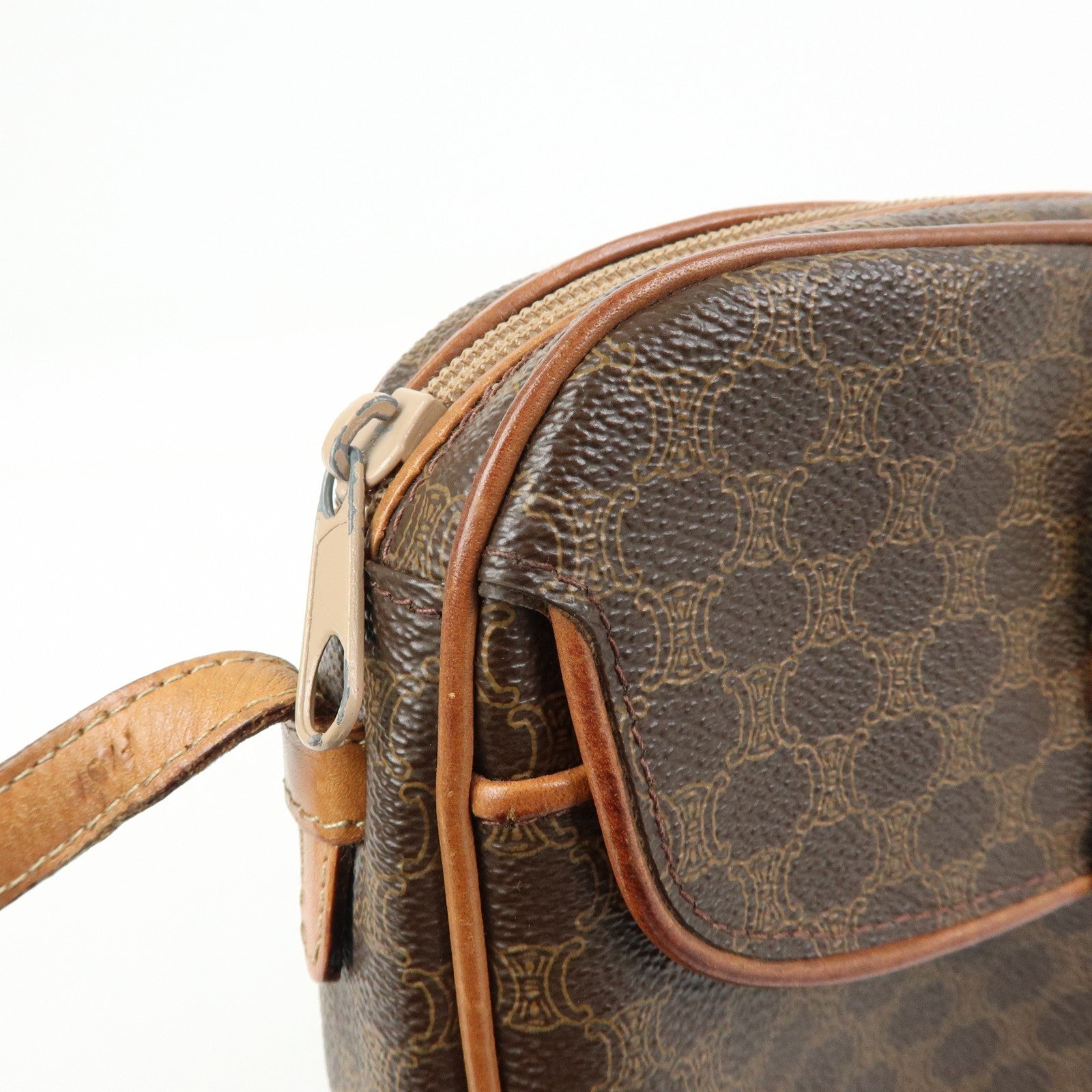 Celine Macadam Shoulder Bag - Brown, PVC Coating Canvas, Leather