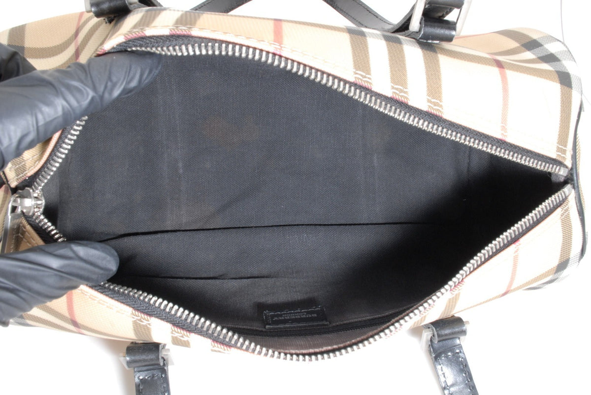 Burberry Nova Check Barrel Handbag - Beige Black, PVC Leather