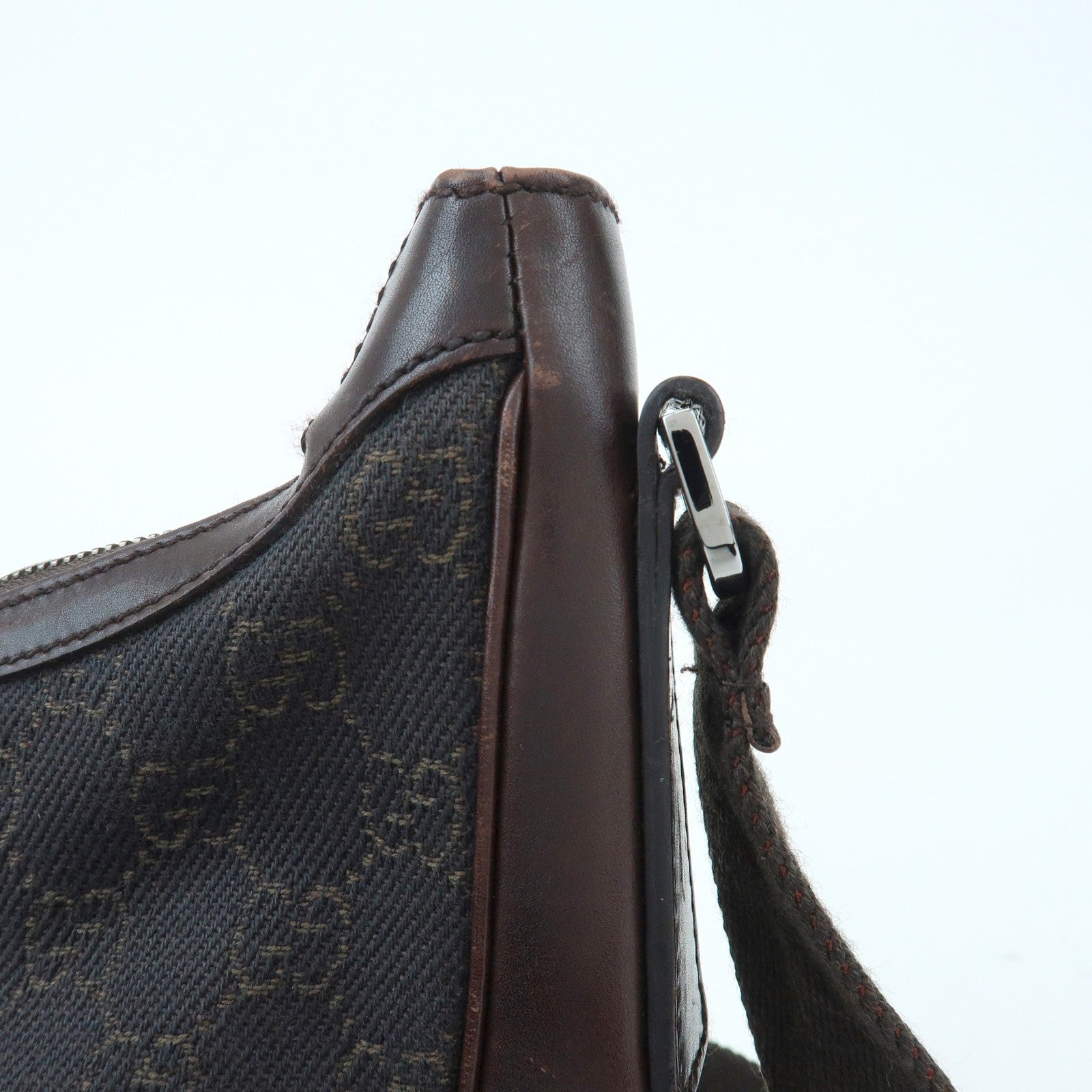 Gucci 101682 Shoulder Crossbody Bag - Dark Brown, GG Denim and Leather