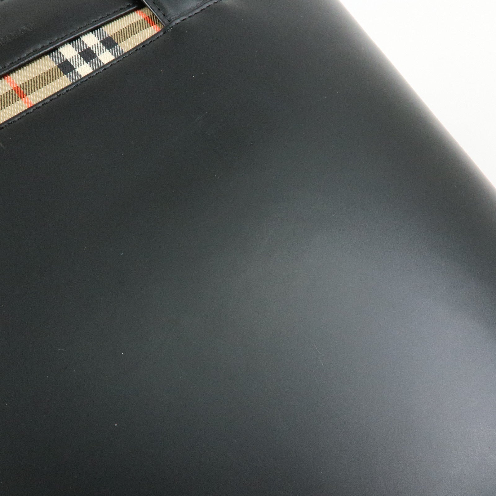 Burberry Nova Plaid Tote Bag - Black, Leather and Canvas