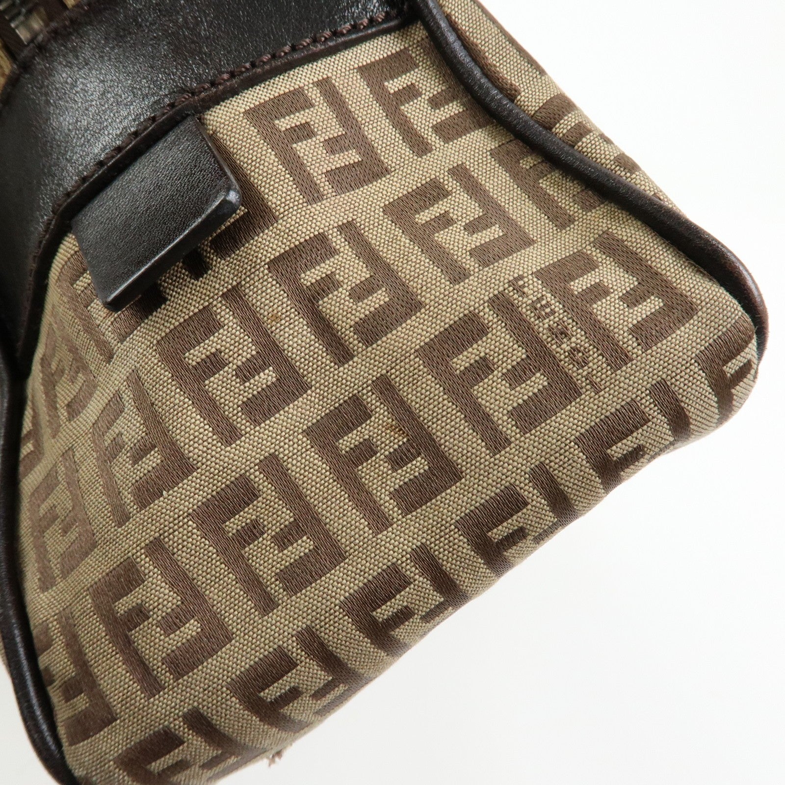 Fendi Zucchino Boston Shoulder Bag - Beige, Canvas Leather