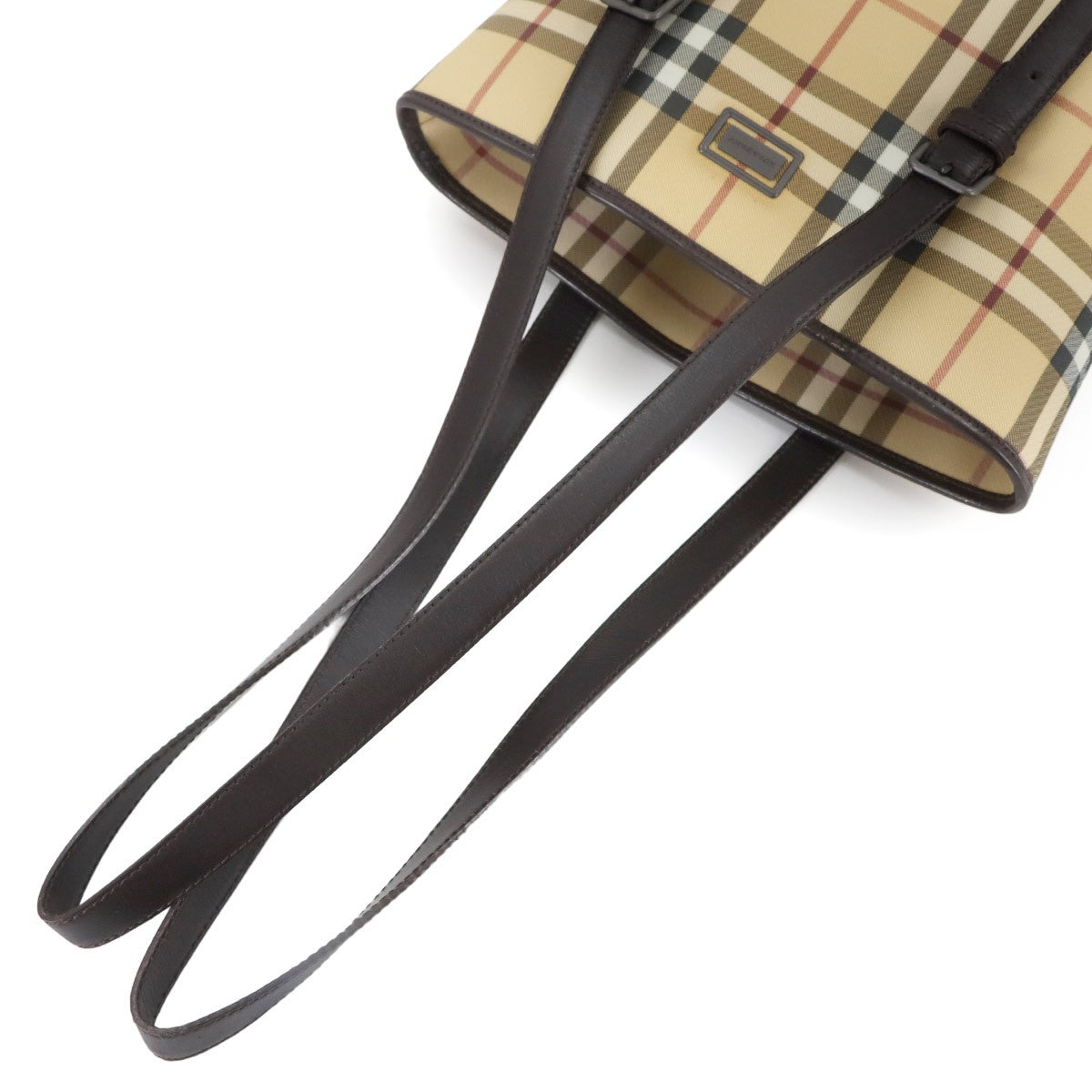 Burberry Plaid Tote Bag - Beige, PVC Leather