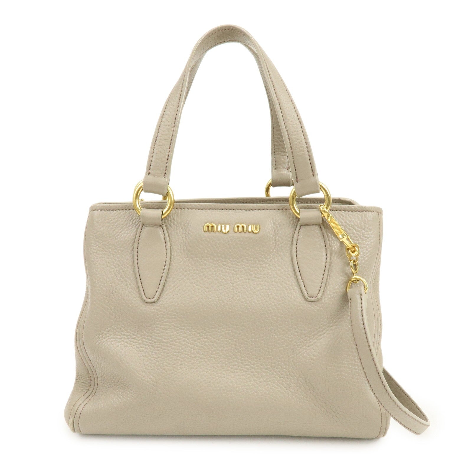 Miu Miu RN0757 Hand Bag - Beige, Leather
