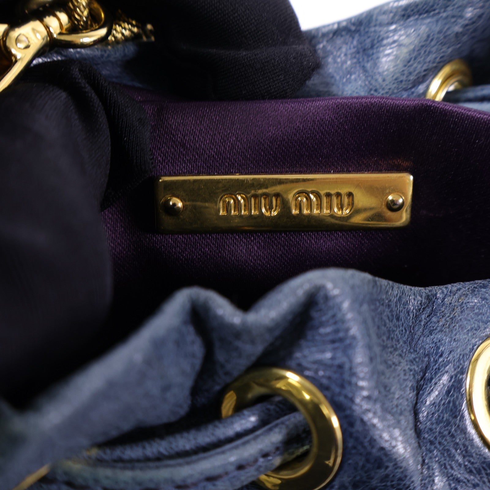 Miu Miu GHW Chain Shoulder Bag - Blue, Calfskin Leather 