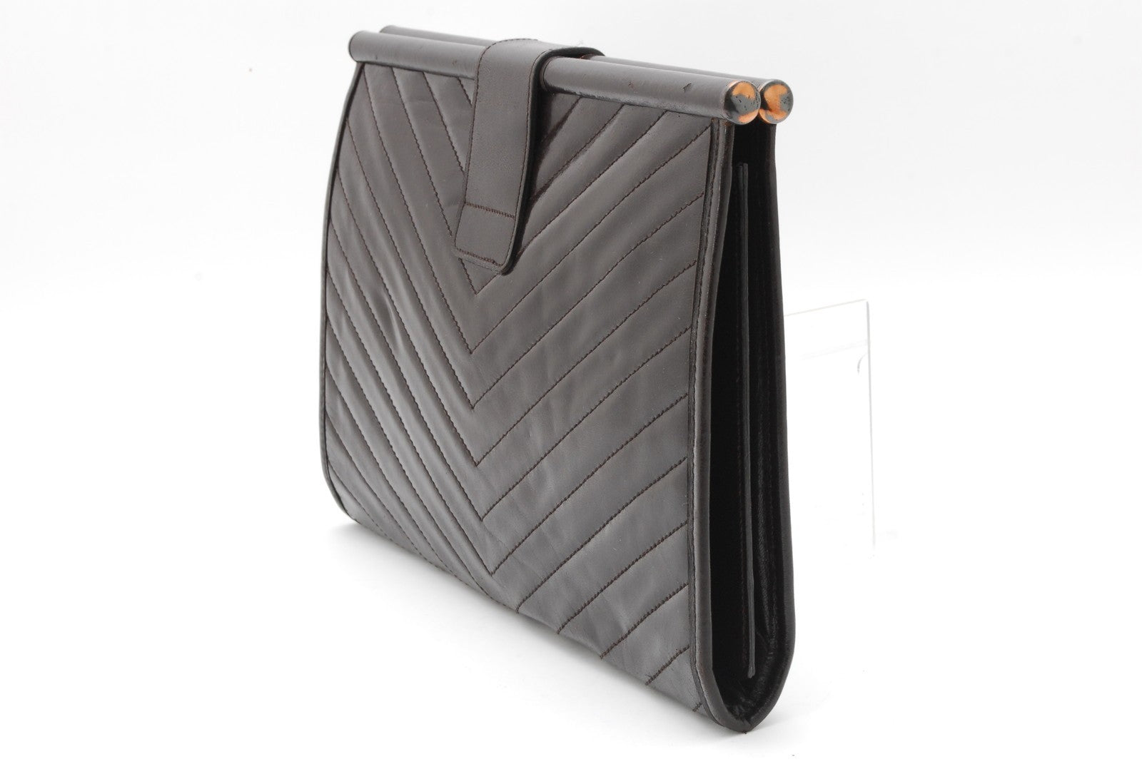 Saint Laurent Clutch Bag - Brown, Leather 