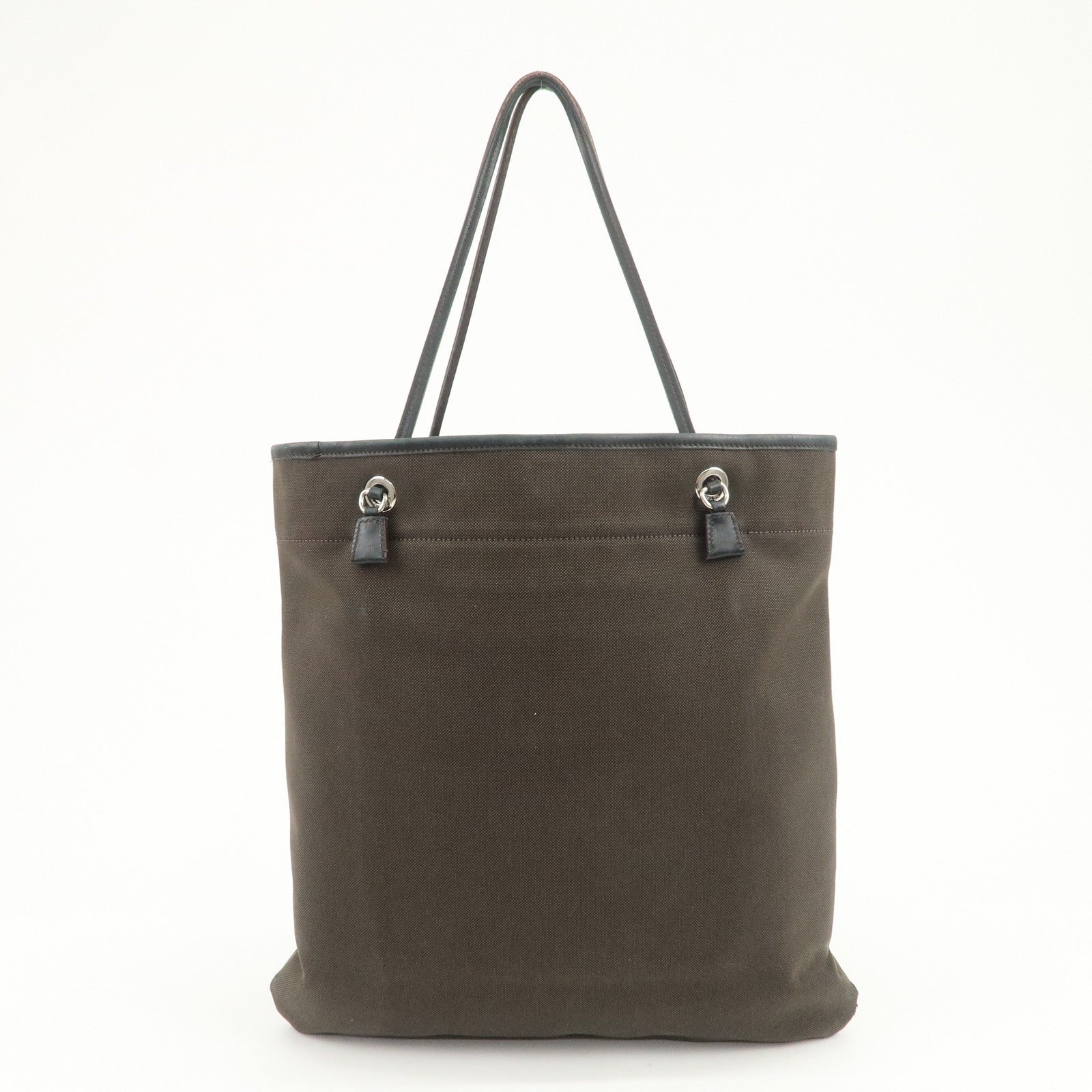Prada Logo Jacquard Tote Bag - Dark Brown, Leather