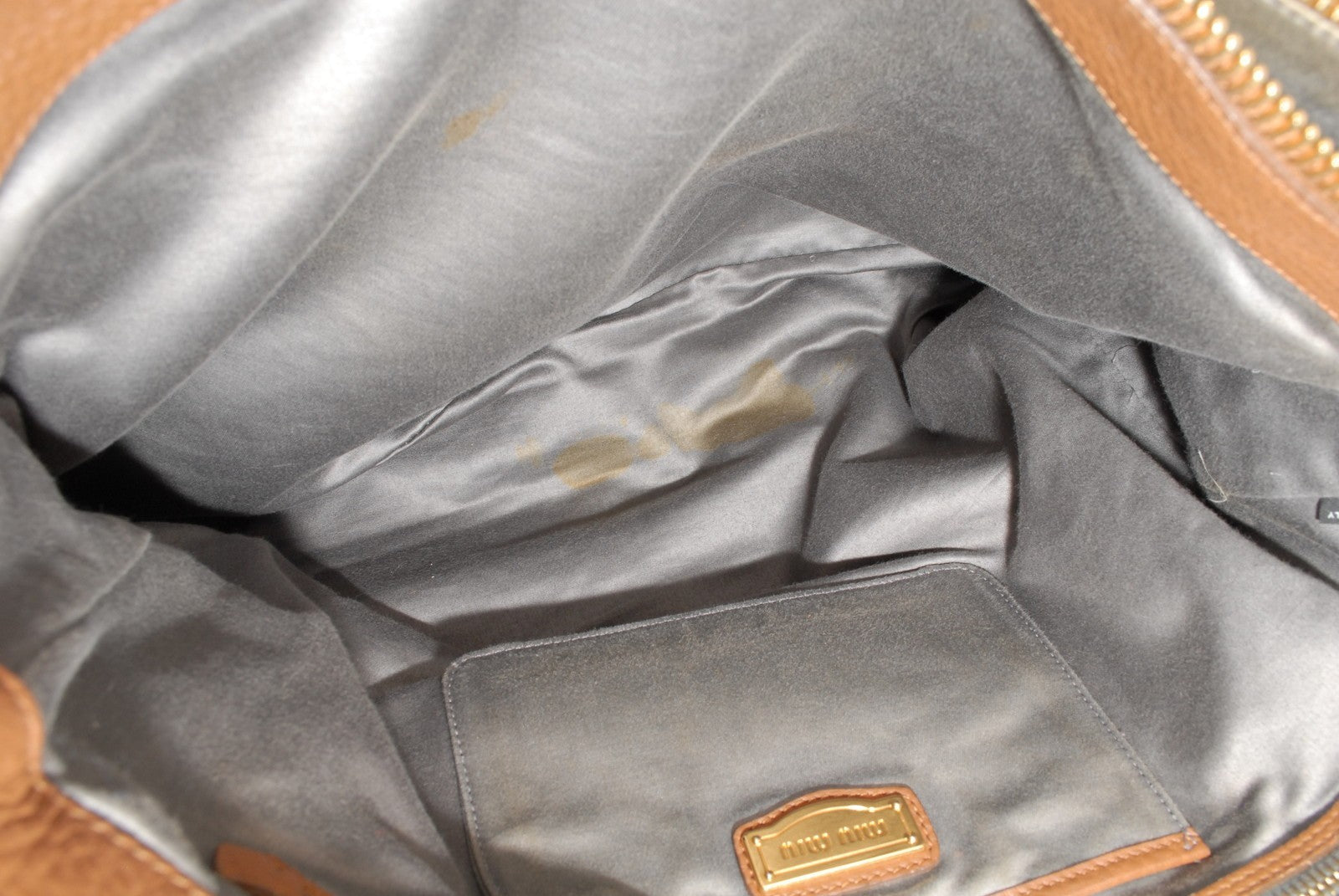 Miu Miu Vitello Lux Tote Handbag - Brown, Leather