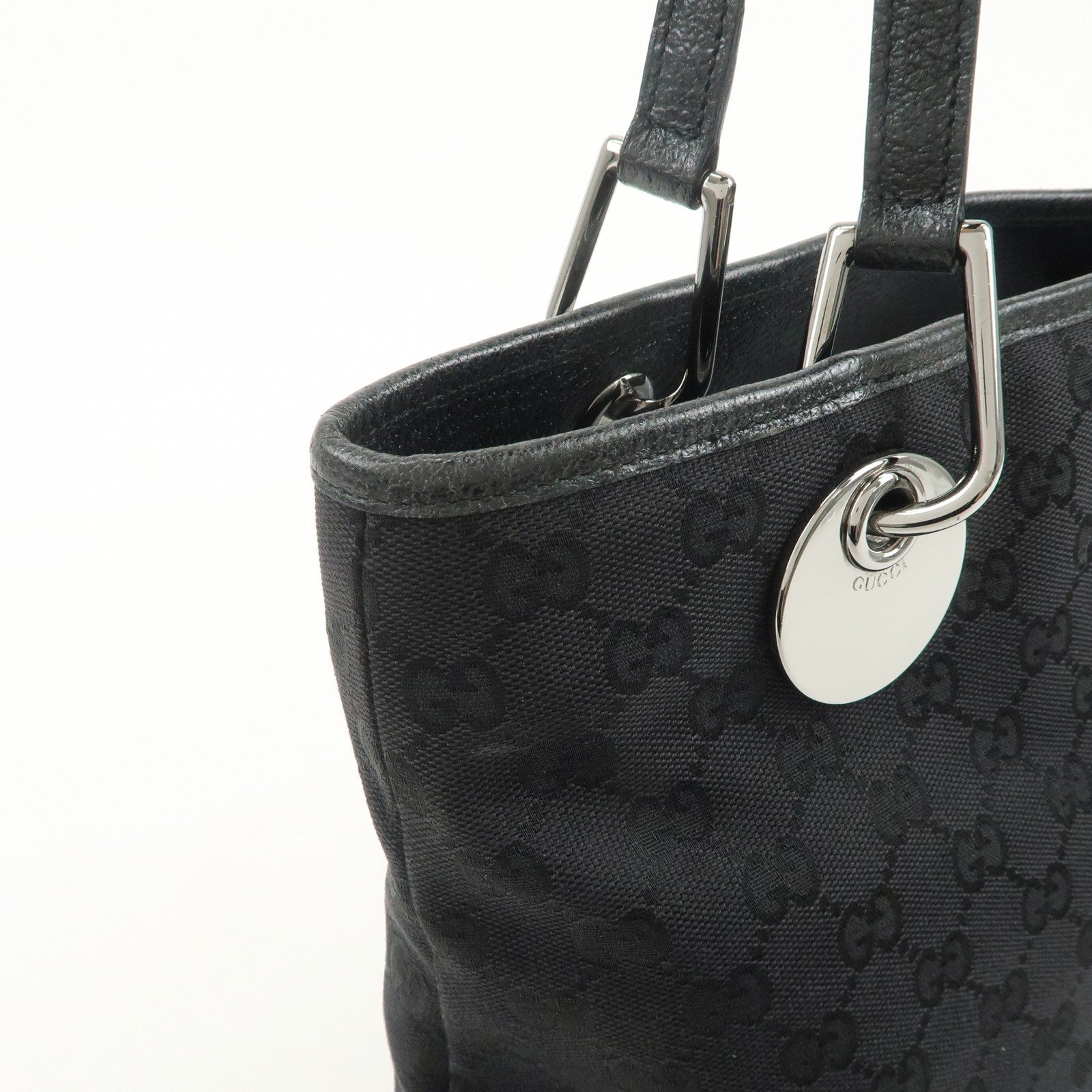 Gucci GG Canvas Leather Tote Bag - Black, Canvas 