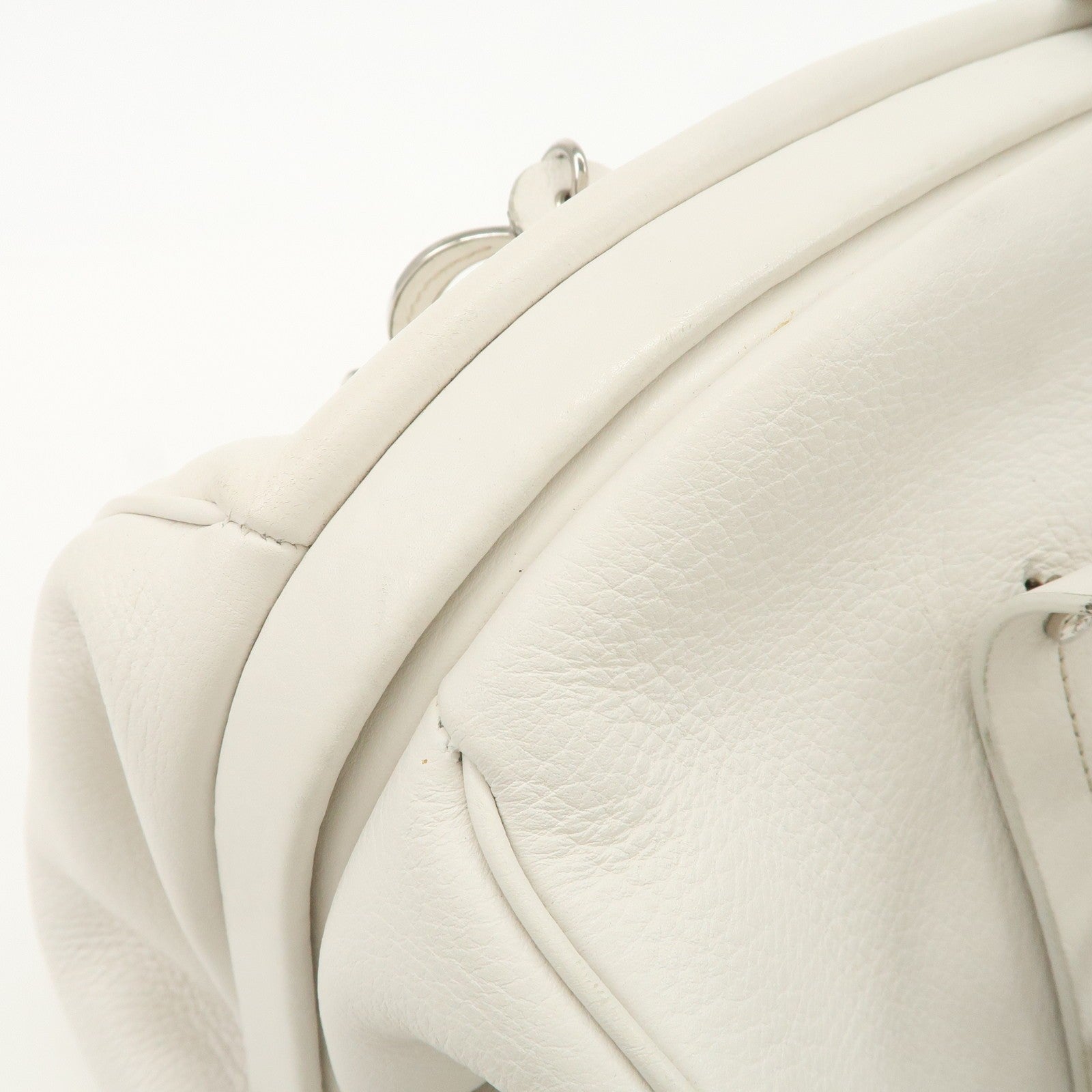 Christian Dior Logo Hand Bag - White, Leather