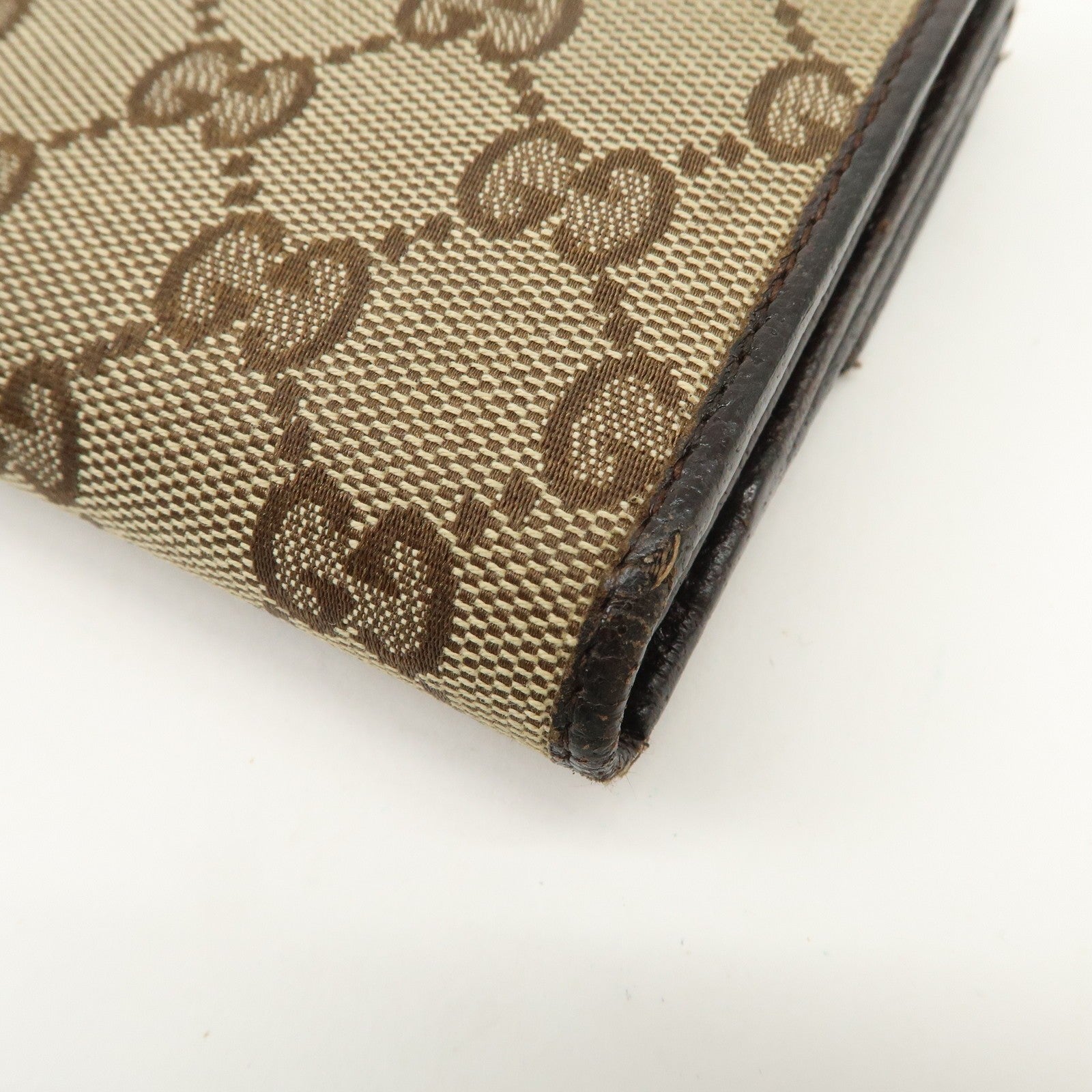 Gucci GG Canvas Leather Bi-fold Long Wallet - Dark Brown, Leather