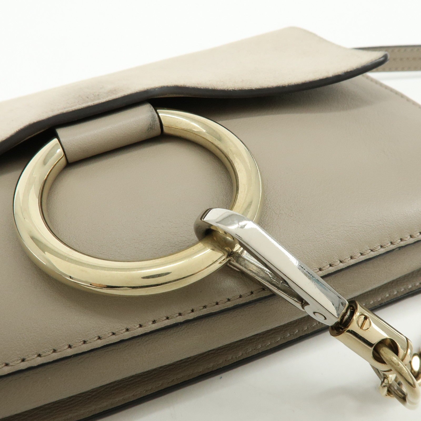 Chloe Faye Shoulder Bag - Greige, Suede Leather