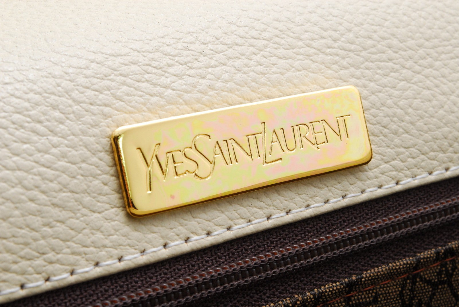 Saint Laurent Yves Saint Laurent Envelope Clutch Bag - Beige, Leather