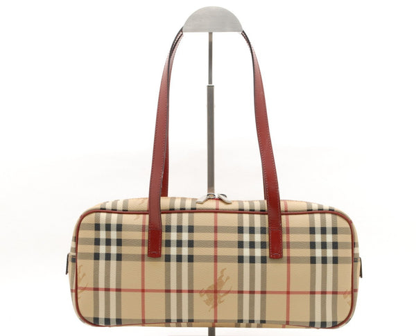 Burberry Nova Shoulder Bag - Red, Leather and PVC Canvas