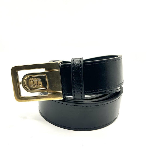 Chanel Coco Mark Belt - Black x Gold, Metal