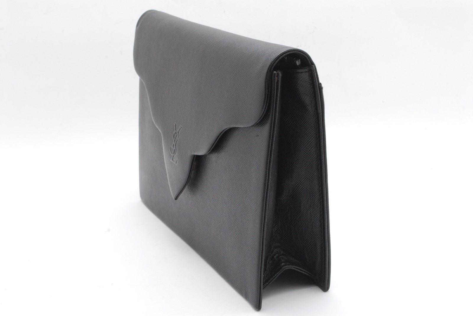 Saint Laurent Yves Clutch Hand Bag - Black, Leather