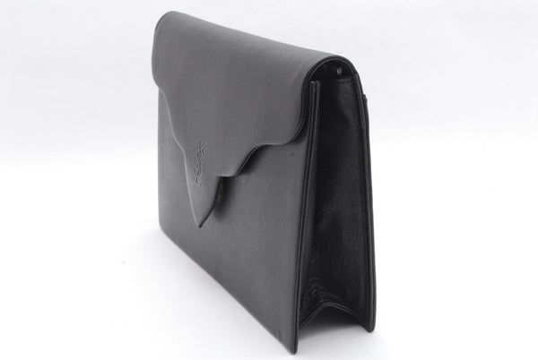 Saint Laurent Yves Clutch Hand Bag - Black, Leather 