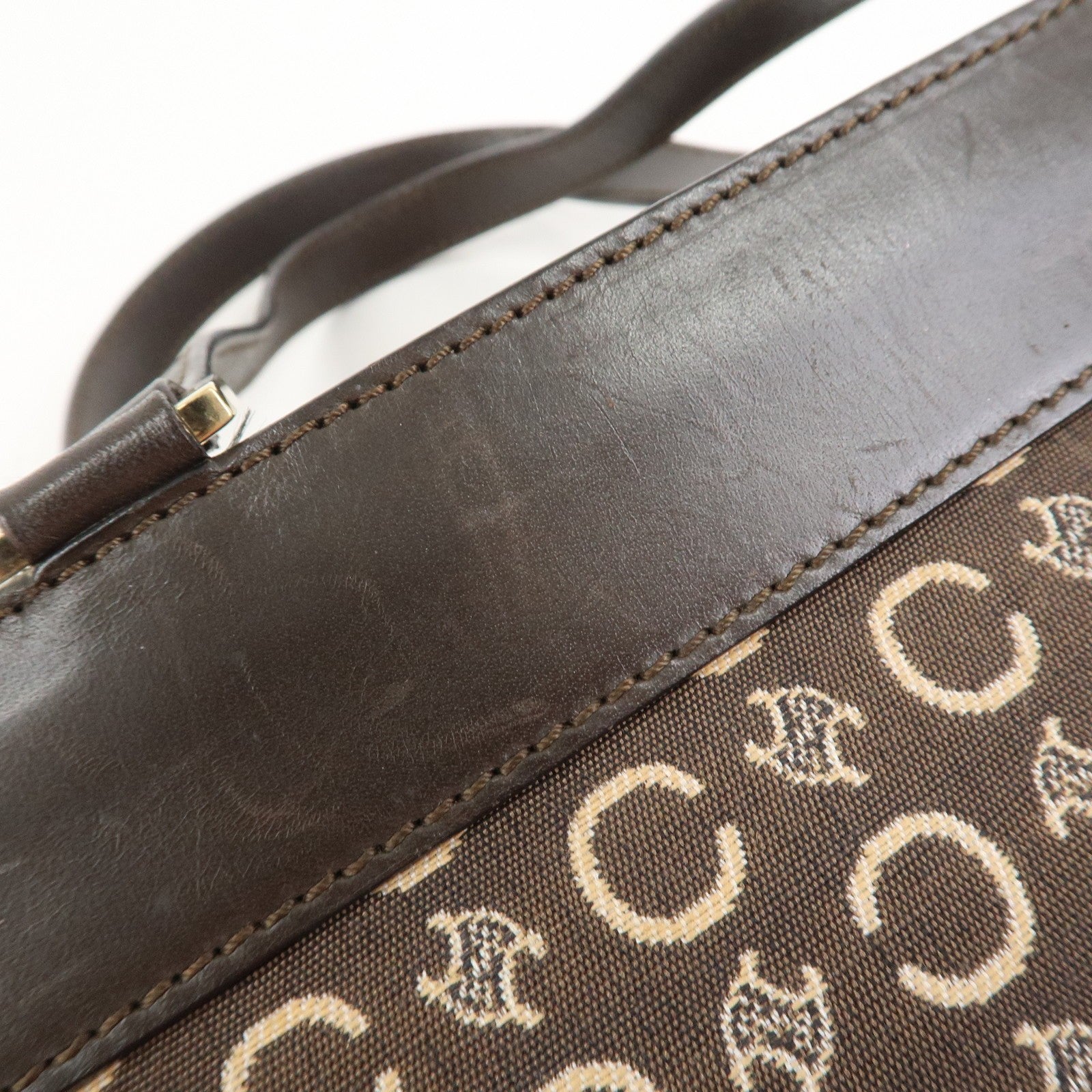 Celine C Macadam Hand Bag - Brown, Canvas and Leather 
