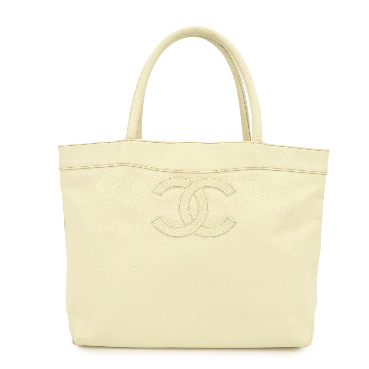 Chanel Coco Mark Caviarskin Tote Bag - Ivory, Leather