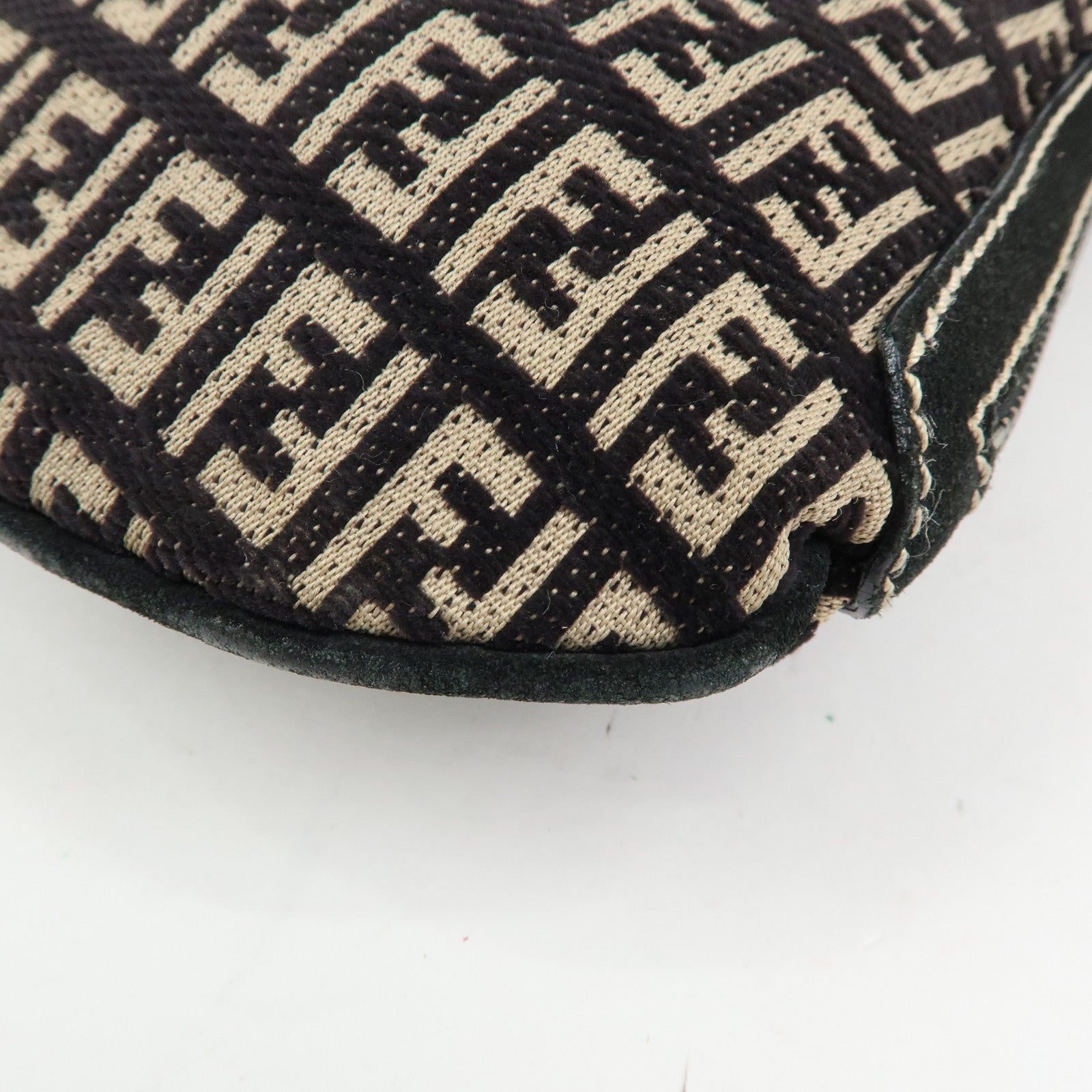 Fendi Shoulder Bag - Black and Beige, Jacquard Canvas and Suede