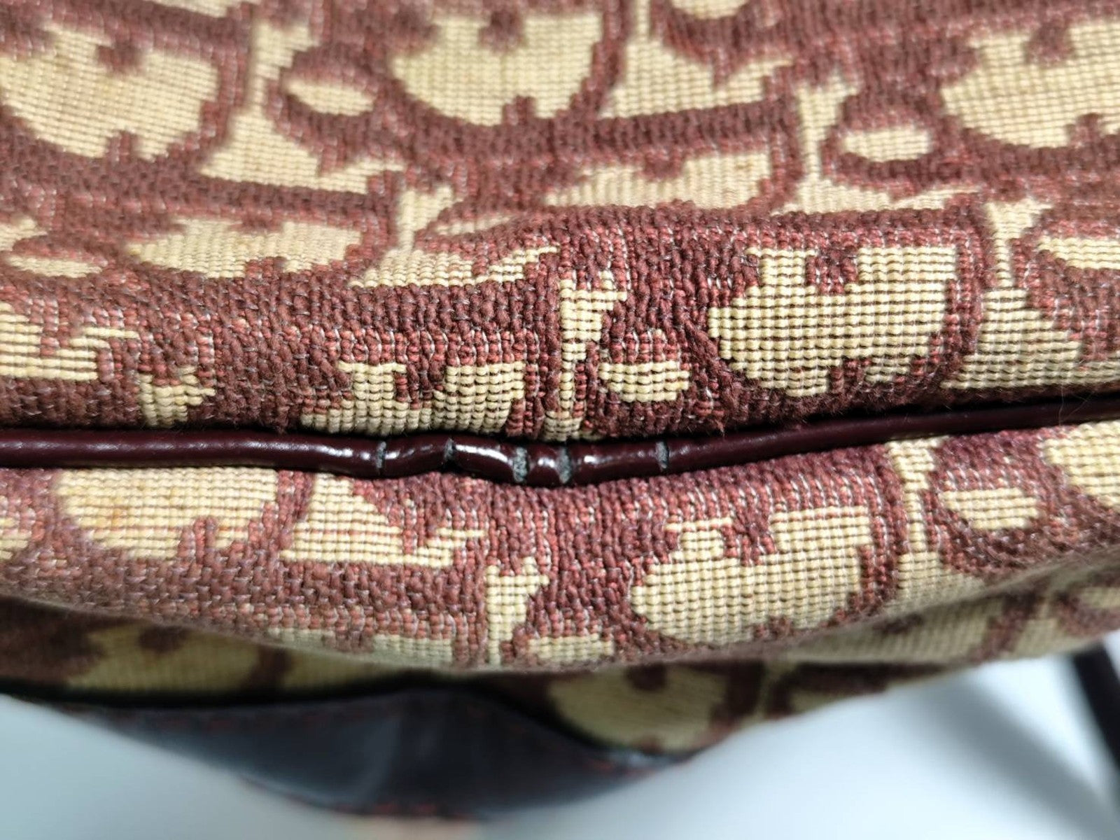 Christian Dior Trotter Boston Handbag - Red Bordeaux, Canvas