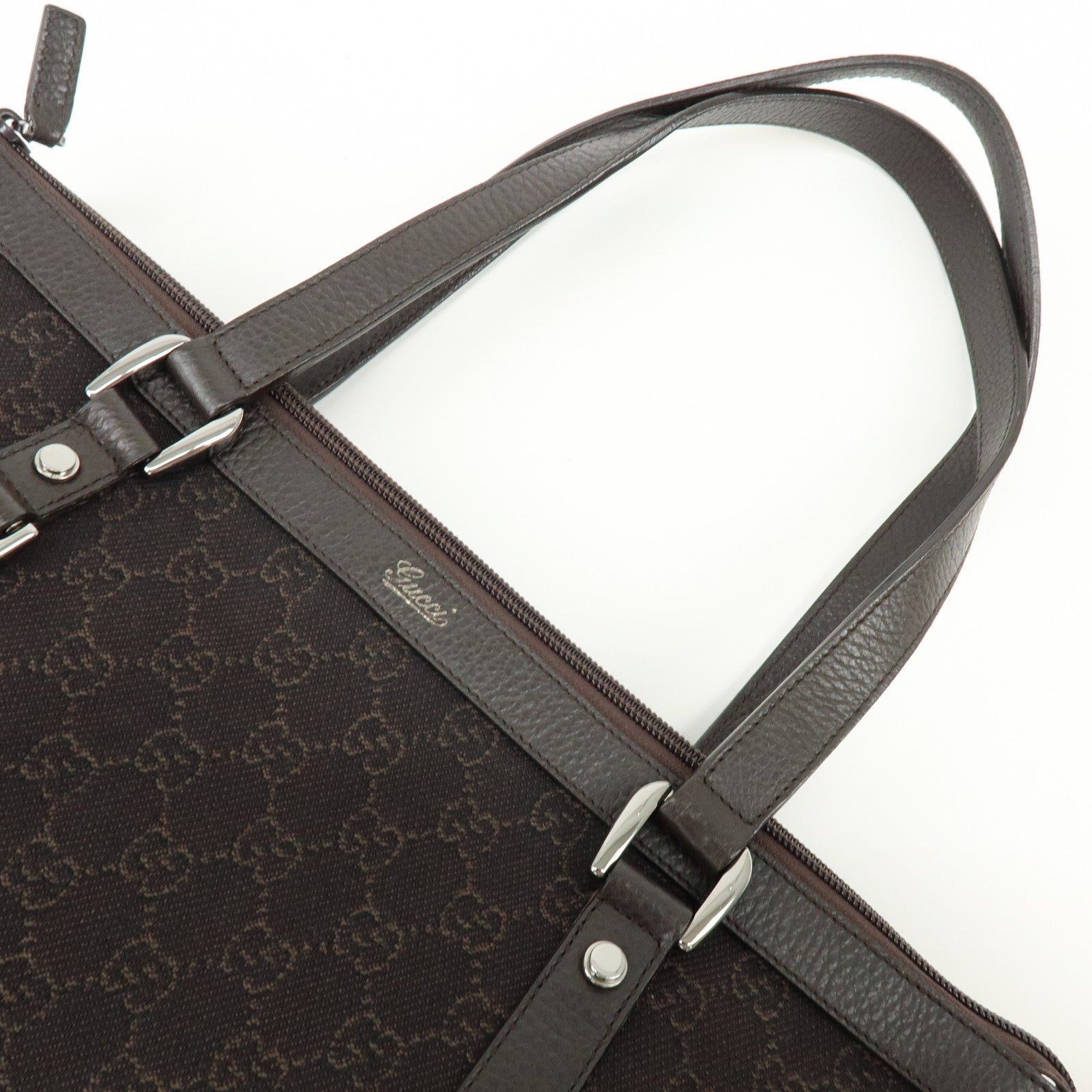 Gucci Abbey Tote Bag - Dark Brown, Denim, Leather