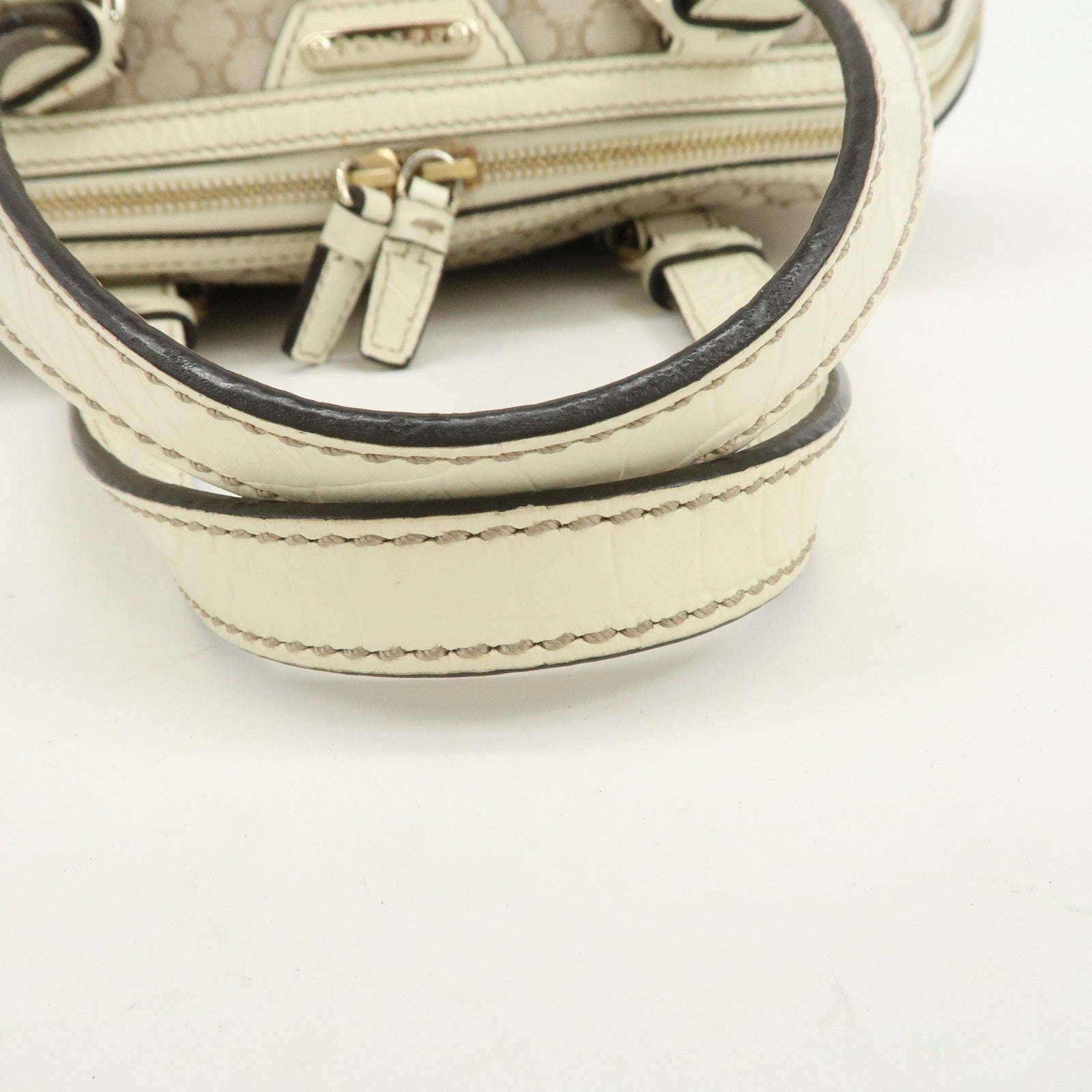 Celine Macadam Boston Hand Bag - Beige Ivory, Canvas Leather 