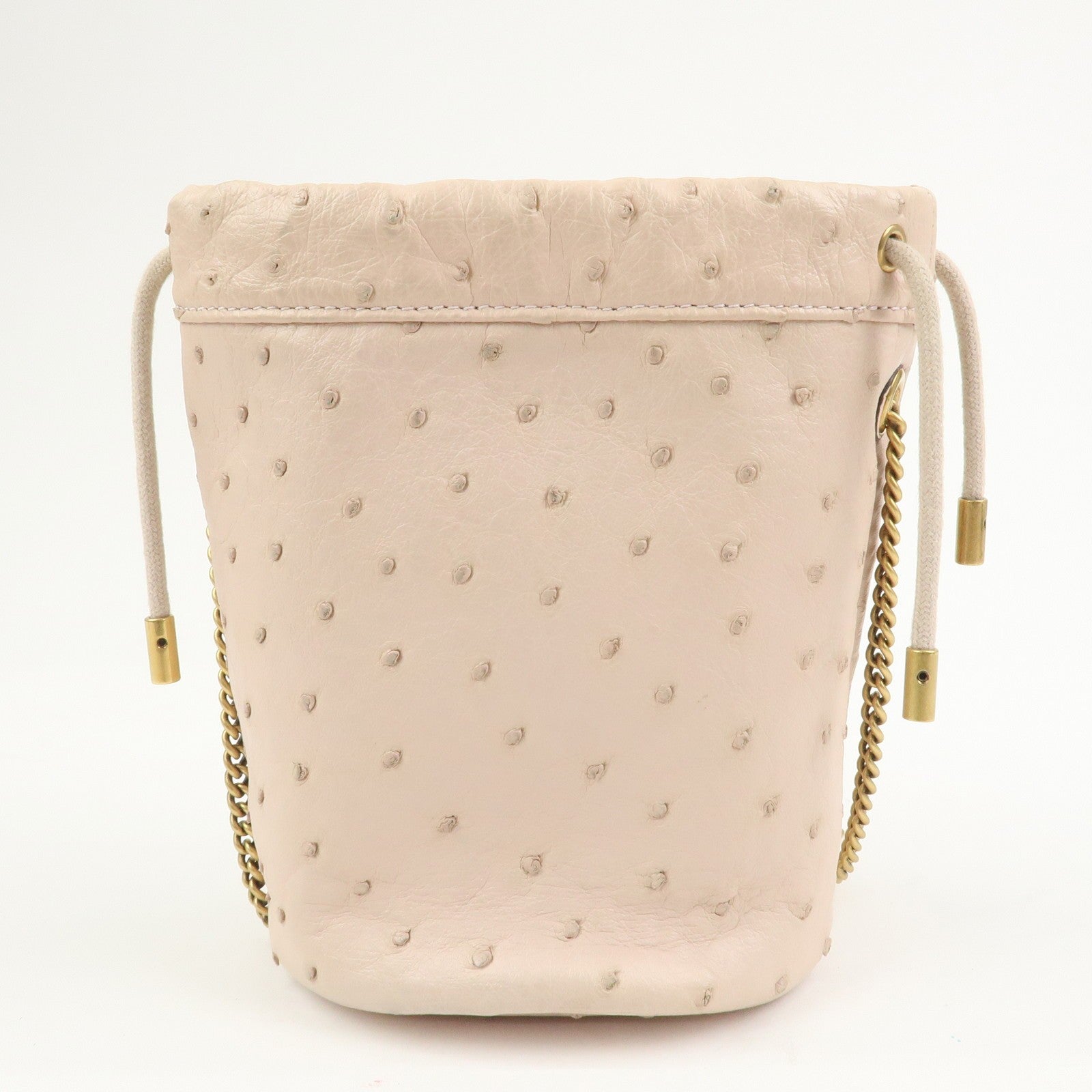 Gucci GG Marmont Mini Bucket Chain Bag - Ivory, Ostrich Leather
