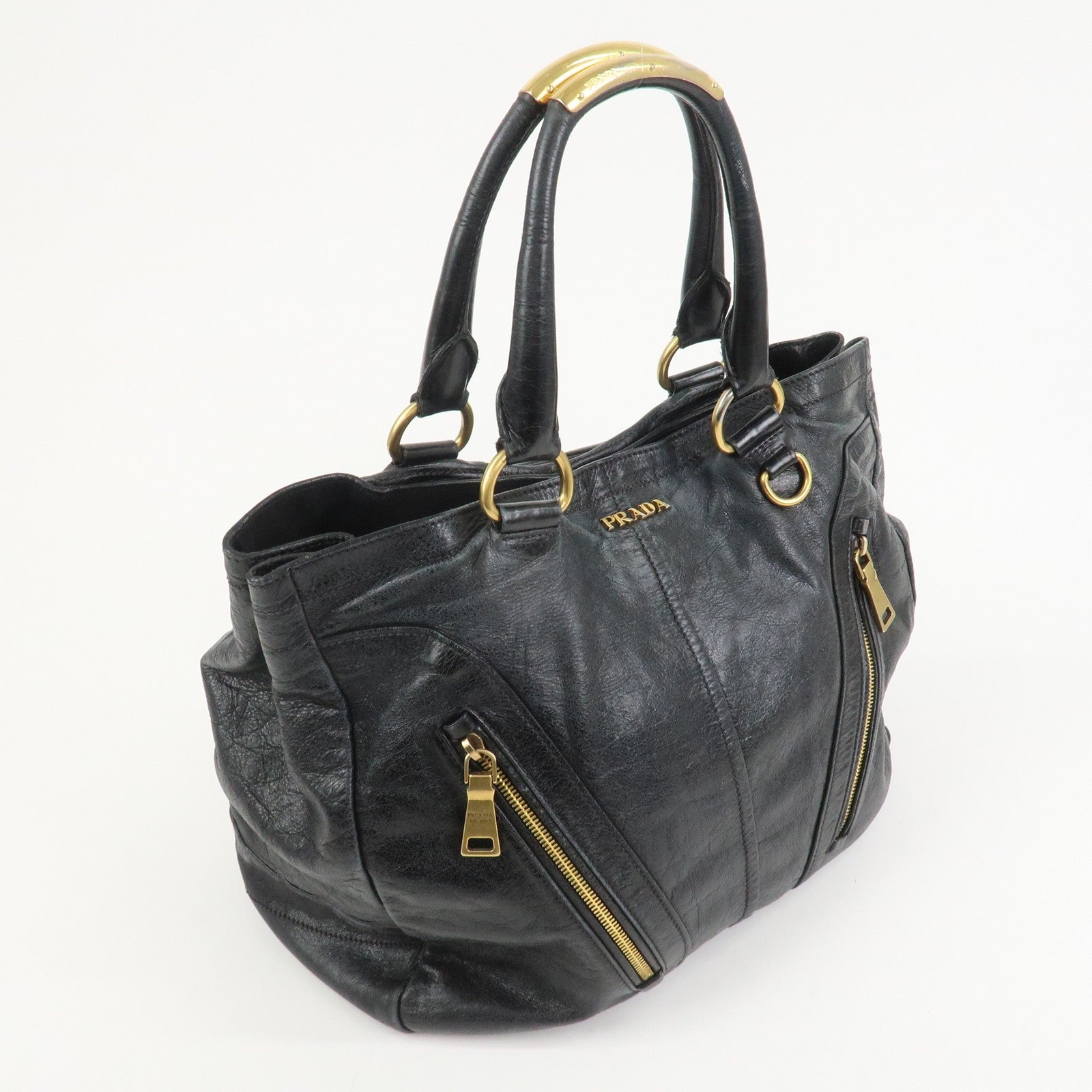 Prada Logo Tote Bag - Black, Leather