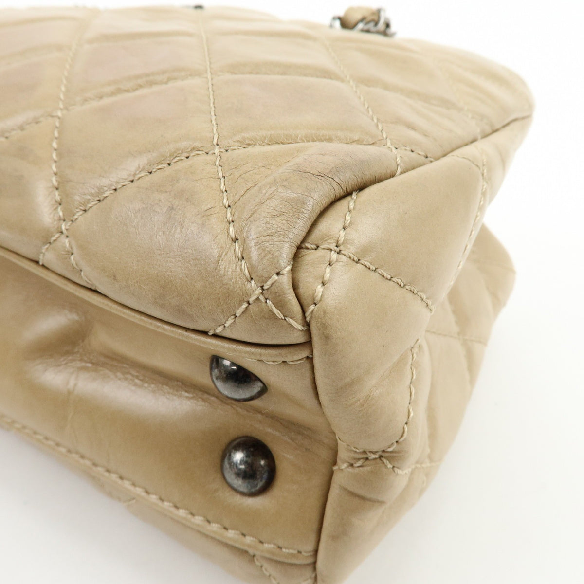 Chanel COCO Mark Matelasse Chain Shoulder Bag - Beige, Calf Skin